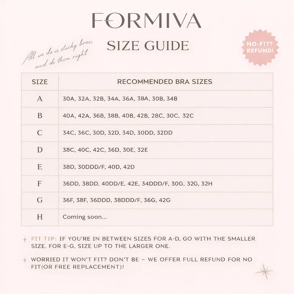 Formiva® Push-up Sticky Bra, Sweat-proof Glue, Adhesive Push Up Cleavage Bra, Up to G Cup, Seamless Strapless Bra for Date Night, Backless & Red Dress, Waterproof & Reusable SpringStatements
