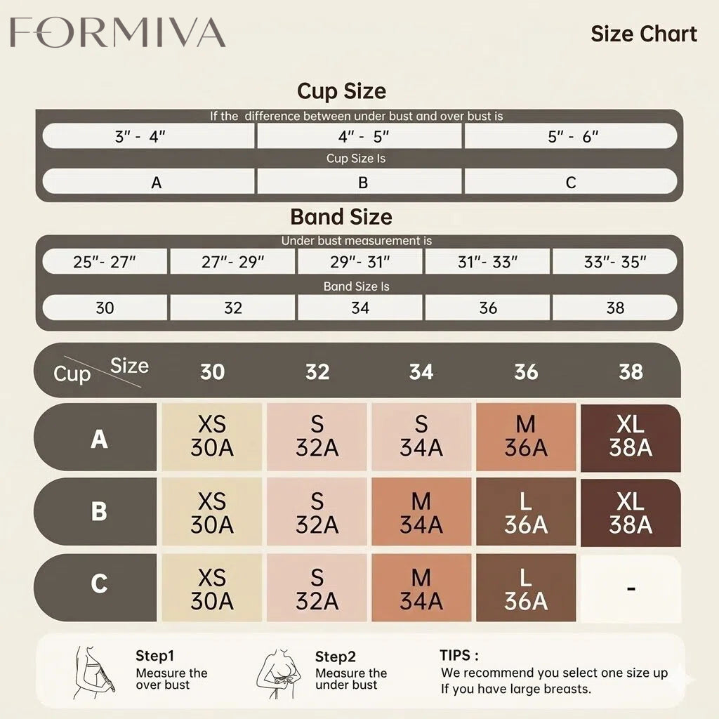 Formiva® Womens Strapless Bras Push Up Bandeau Bra Non Slip Wireless Supportive Padded Bras Seamless Comfortable Tube Bra