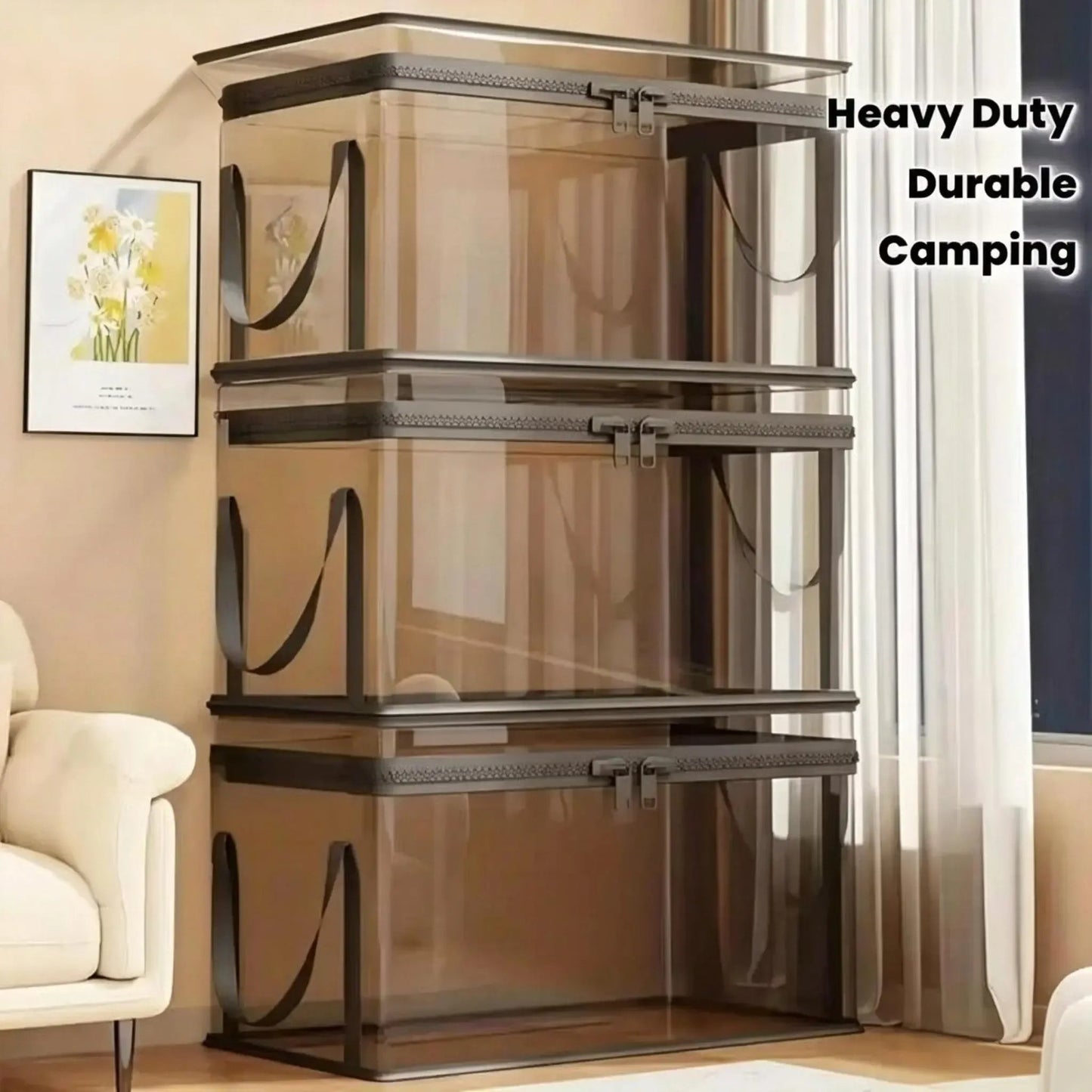 Formiva® Large Clear Storage Boxwith Hinged Lid - Heavy-Duty High Capacity Organizer