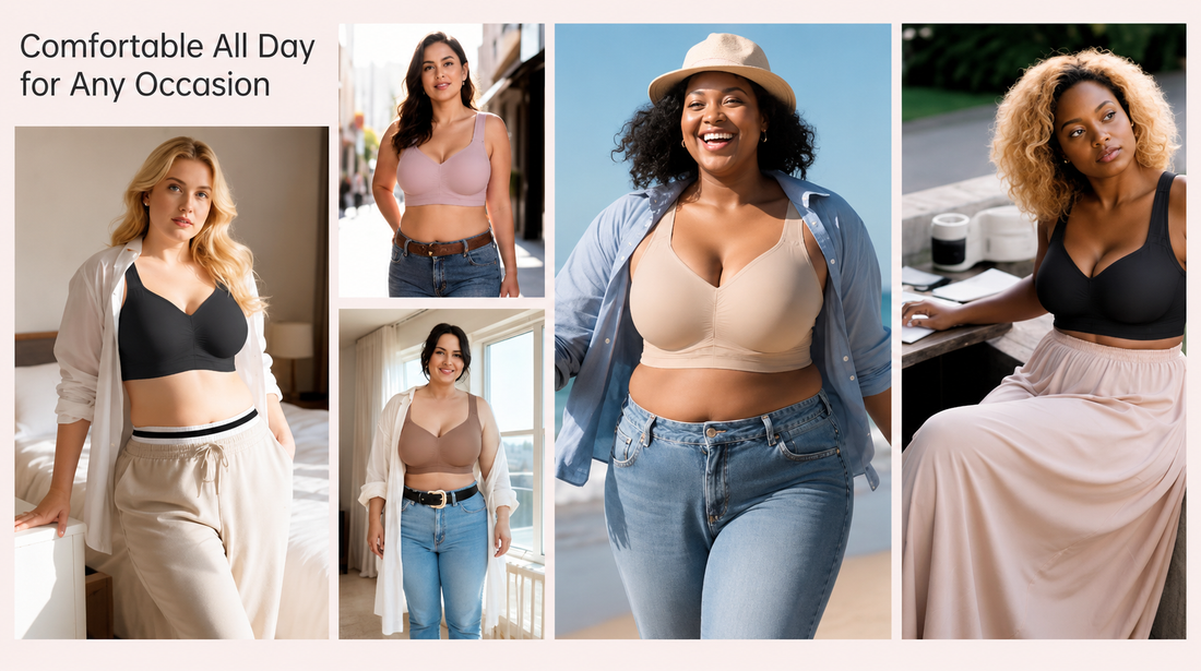 Formiva anti-spill wireless bra with higher side wings to smooth side fat