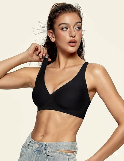 Formiva® Womens Deep V Bras Wireless Comfortable Bra Supportive No Underwire Bras Tshirt Push Up Bralettes Plunge Seamless Bra