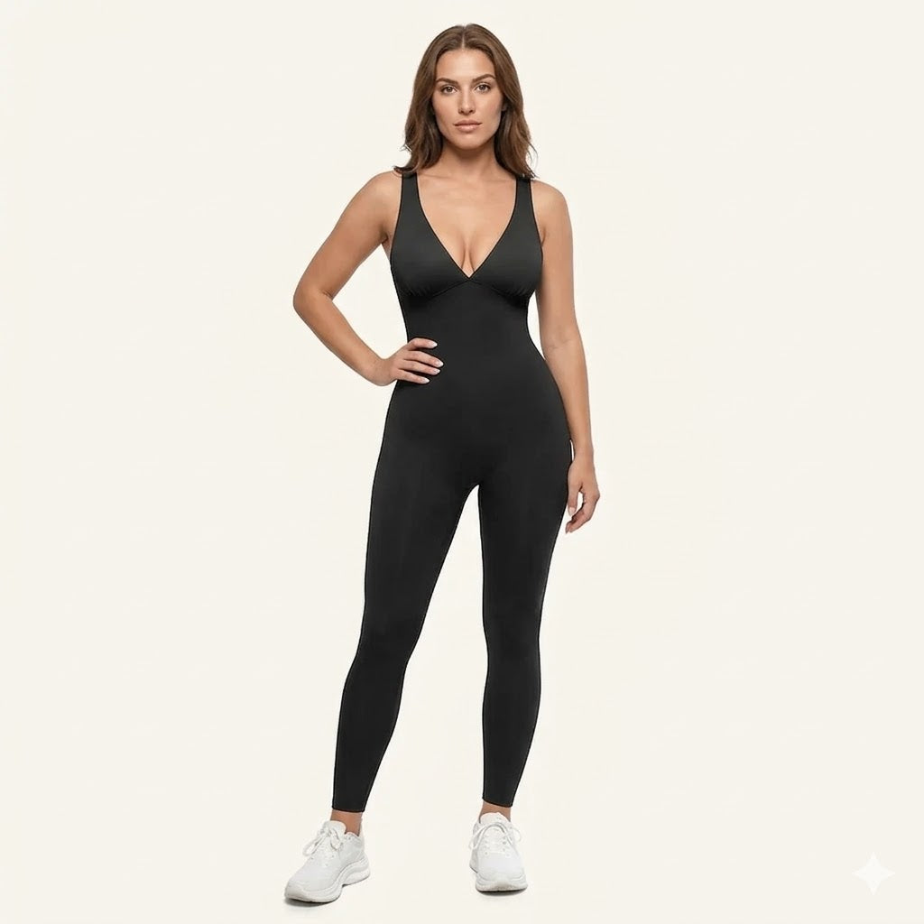Formiva® Deep V Shapewear with Chest Support Breathable High-Waisted Tummy Control Jumpsuit