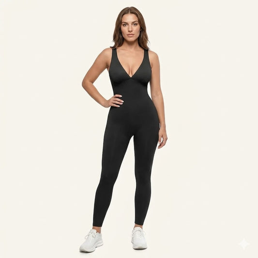 Formiva® Deep V Shapewear with Chest Support Breathable High-Waisted Tummy Control Jumpsuit