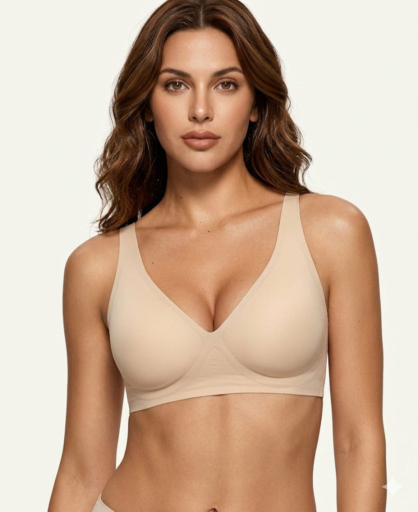 Formiva® Womens Deep V Bras Wireless Comfortable Bra Supportive No Underwire Bras Tshirt Push Up Bralettes Plunge Seamless Bra
