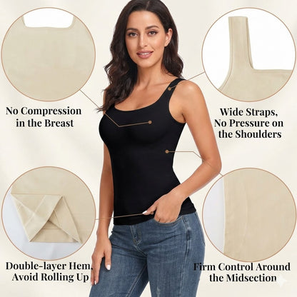 Formiva® Women's Tummy Control Shapewear Tank Tops Seamless Square Neck Compression Tops Slimming Body Shaper Camisole
