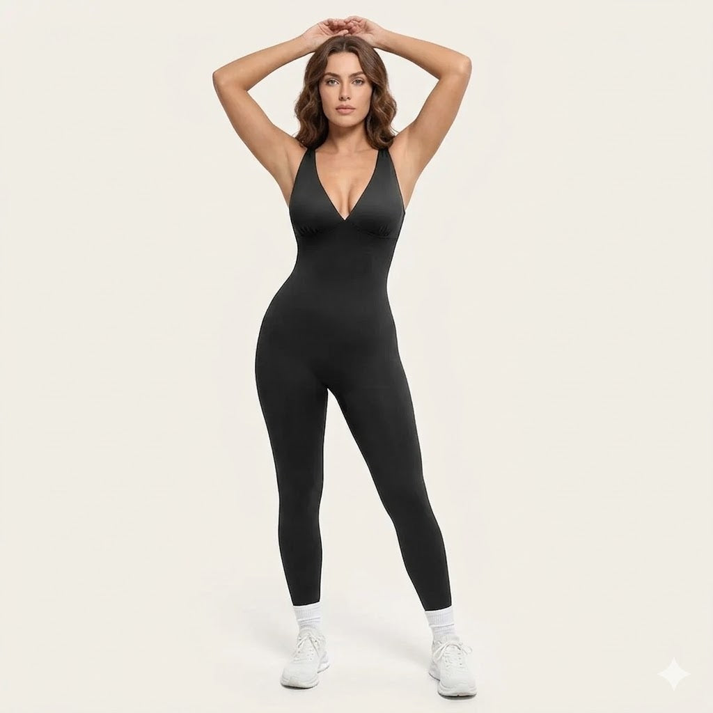 Formiva® Deep V Shapewear with Chest Support Breathable High-Waisted Tummy Control Jumpsuit