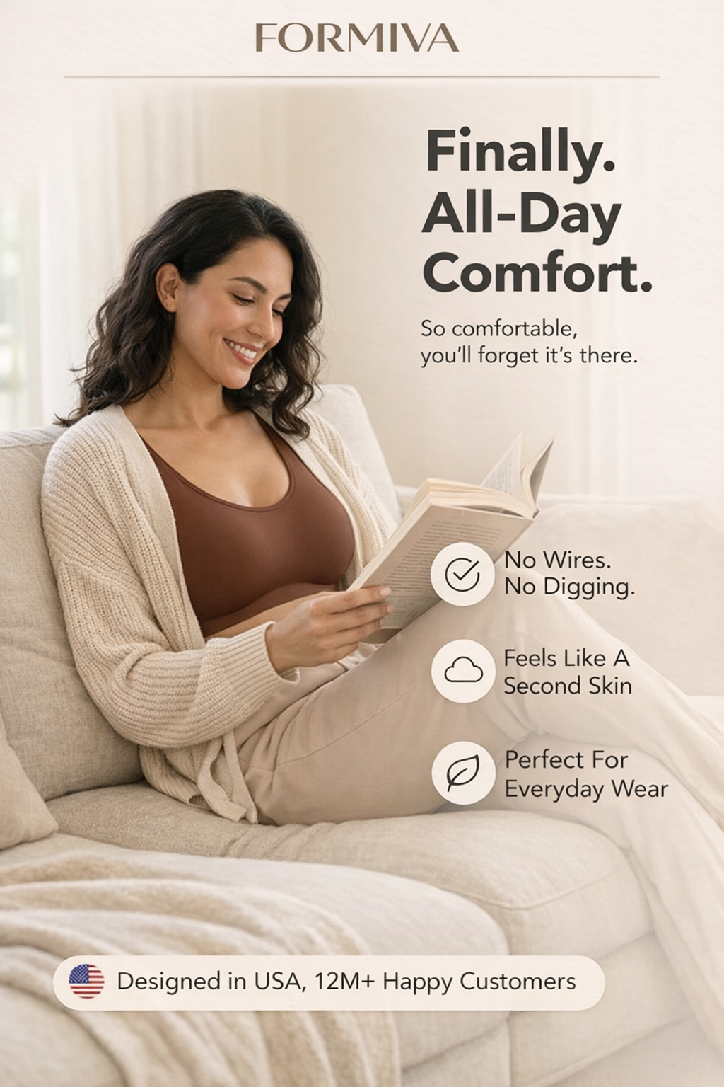 Formiva® Wireless Bras for Women No Underwire – Small to Plus Size Bralettes with Support and Natural Lift