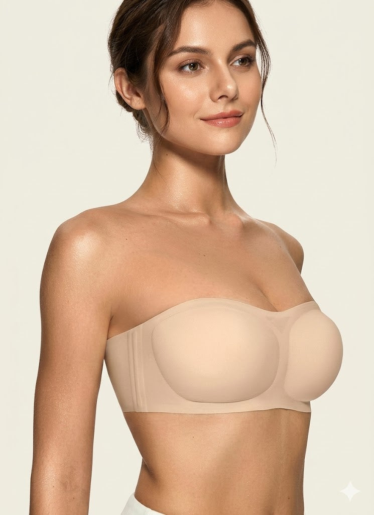 Formiva® Womens Strapless Bras Push Up Bandeau Bra Non Slip Wireless Supportive Padded Bras Seamless Comfortable Tube Bra
