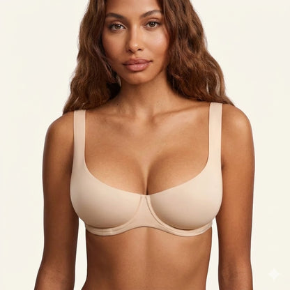 Formiva® Unlined Balconette Bra Underwired Double Layer Cup Adjustable Straps Soft Stretchy Invisible Under Low Cut Tops SpringStatements