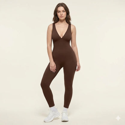 Formiva® Deep V Shapewear with Chest Support Breathable High-Waisted Tummy Control Jumpsuit