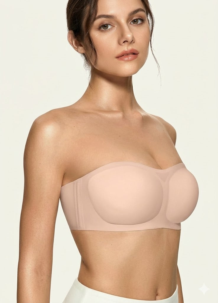 Formiva® Womens Strapless Bras Push Up Bandeau Bra Non Slip Wireless Supportive Padded Bras Seamless Comfortable Tube Bra