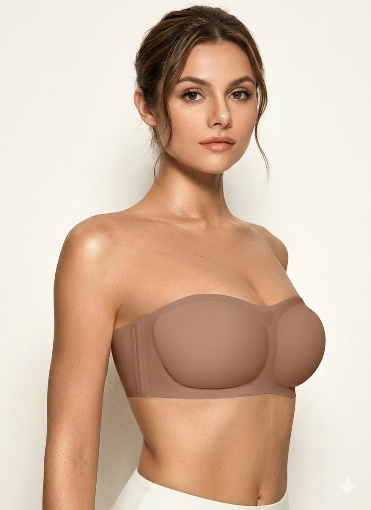 Formiva® Womens Strapless Bras Push Up Bandeau Bra Non Slip Wireless Supportive Padded Bras Seamless Comfortable Tube Bra