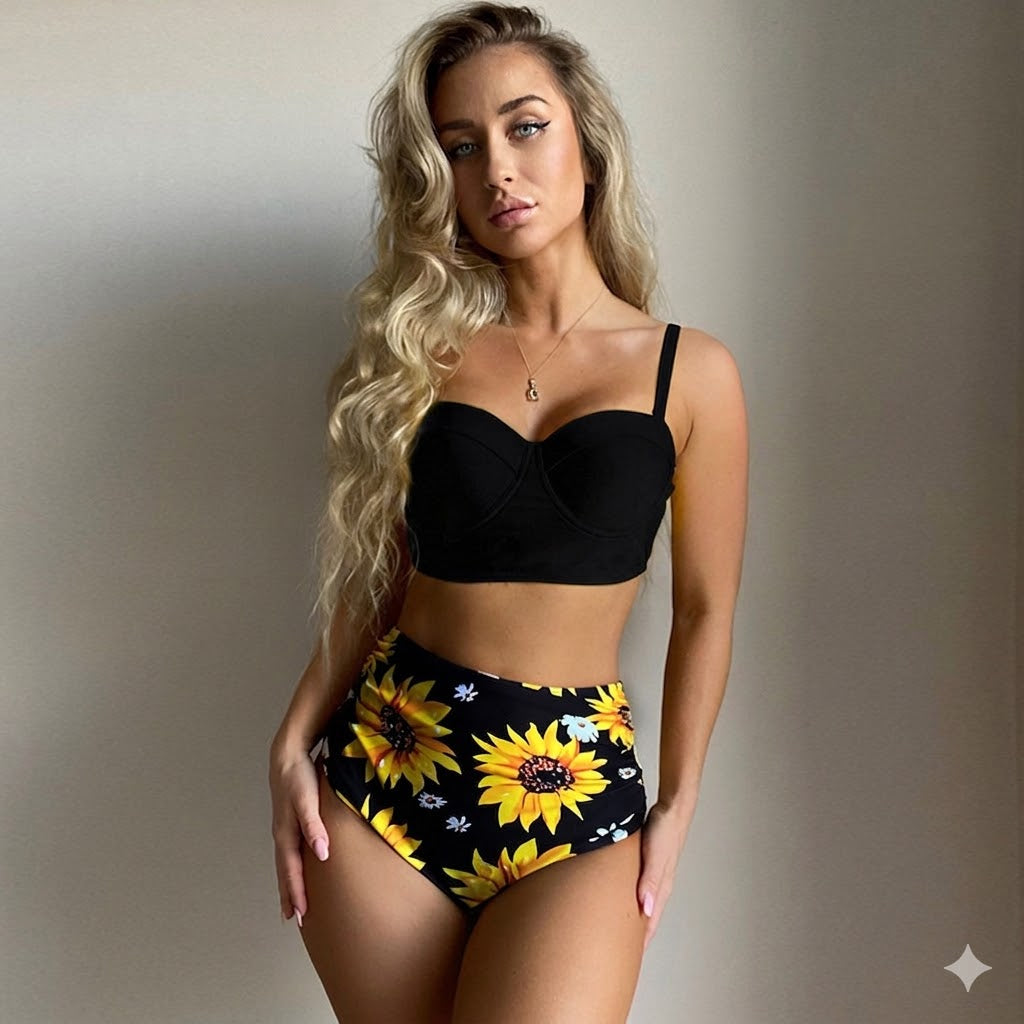 Formiva® Women's High Waist Bikini Swimsuit Floral Print Tie Two Piece Bathing Suit