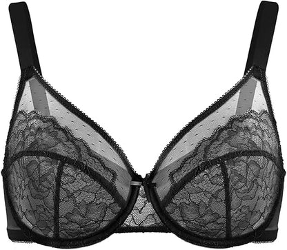 Formiva® Minimizer Bras for Women Enchante Full Coverage Underwire Bras Plus Size Lifting Floral Lace Bra for Heavy Breast