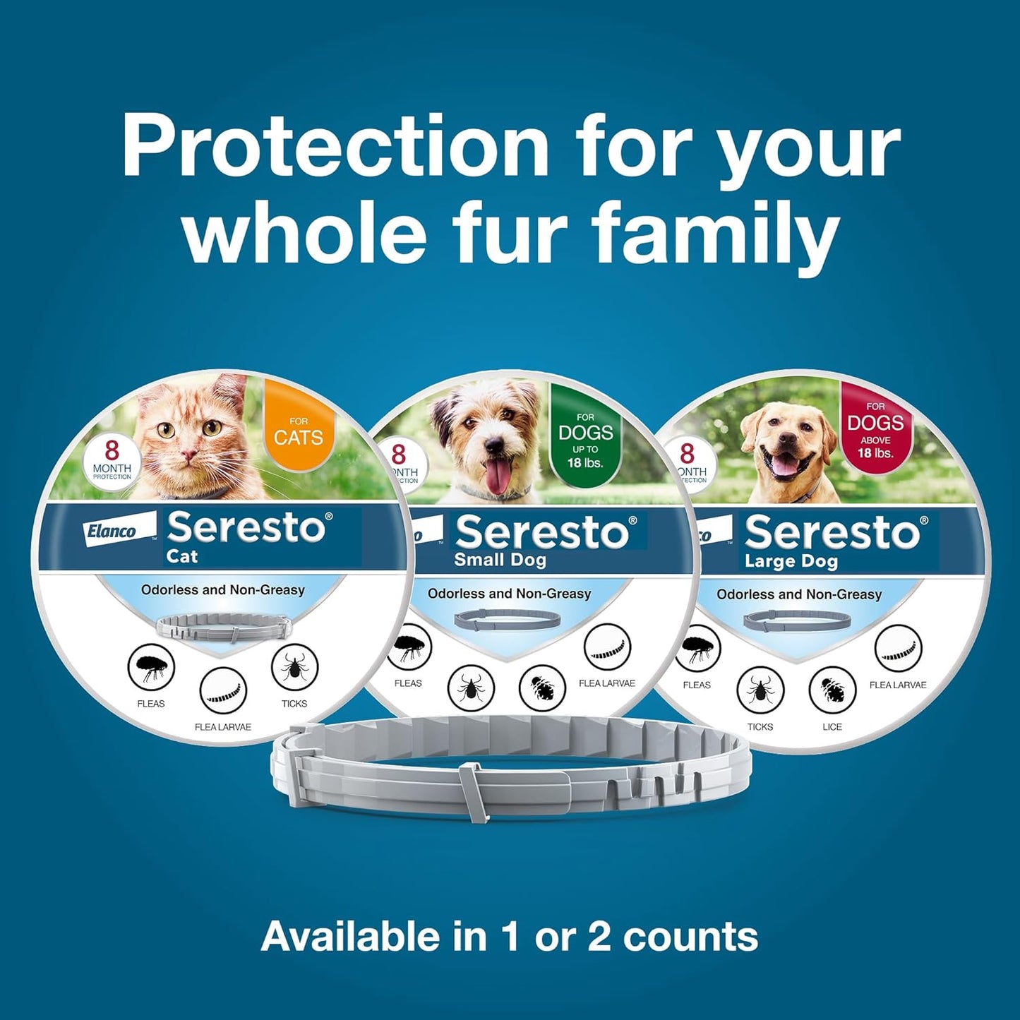 Summer Sale Seresto Flea and Tick Collar for Cats and Dogs Treatment & Prevention, Vet-Recommend, 8 Month Protection