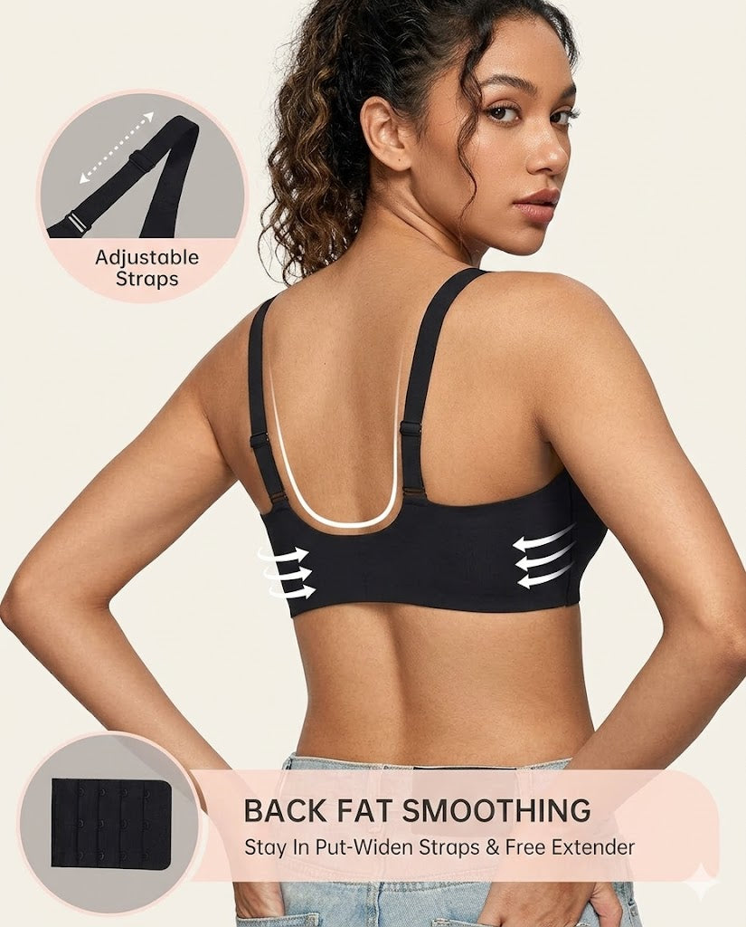 Formiva® Womens Deep V Bras Wireless Comfortable Bra Supportive No Underwire Bras Tshirt Push Up Bralettes Plunge Seamless Bra