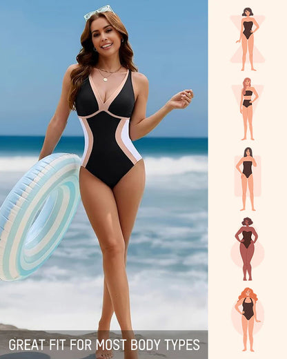Formiva® Color Block Tummy Control One-Piece Swimsuit