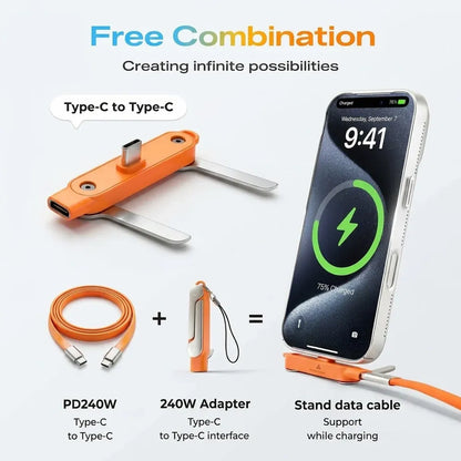 Fast-Charging Cable with Detatchable Stand