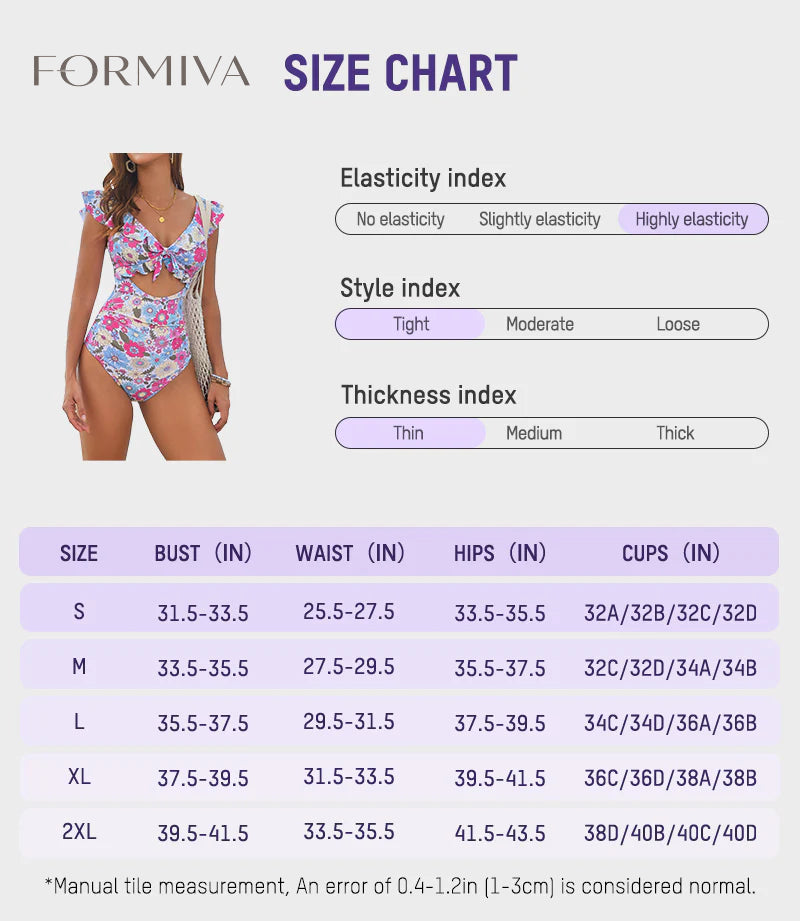 Formiva® Floral Ruffle V-Neck Cutout One-Piece Swimsuit