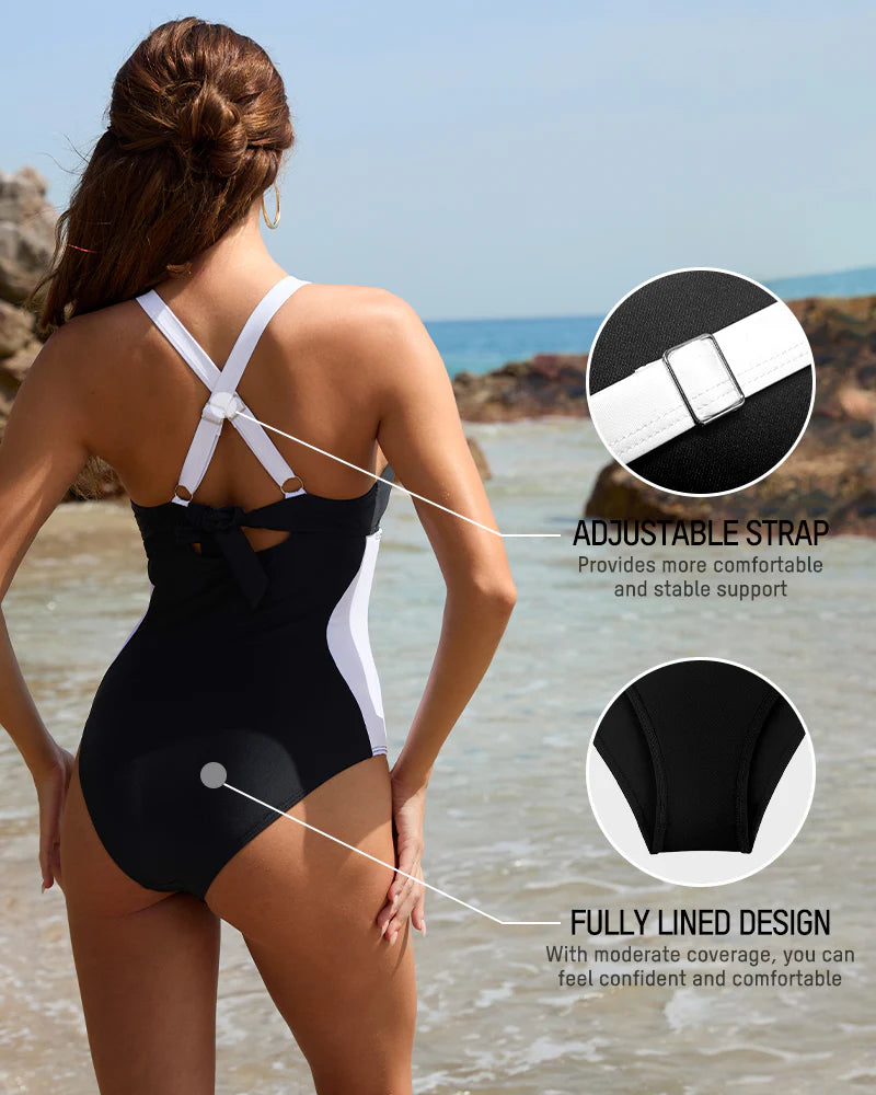 Formiva® Full Coverage Retro Color Block Swimwear