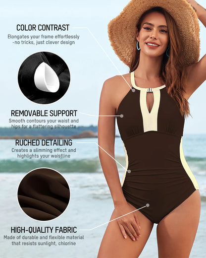 Formiva® Full Coverage Retro Color Block Swimwear