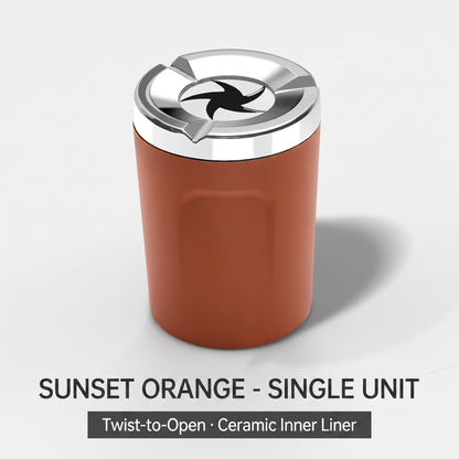 Car Ashtray with Rotating Lid and Ceramic Liner