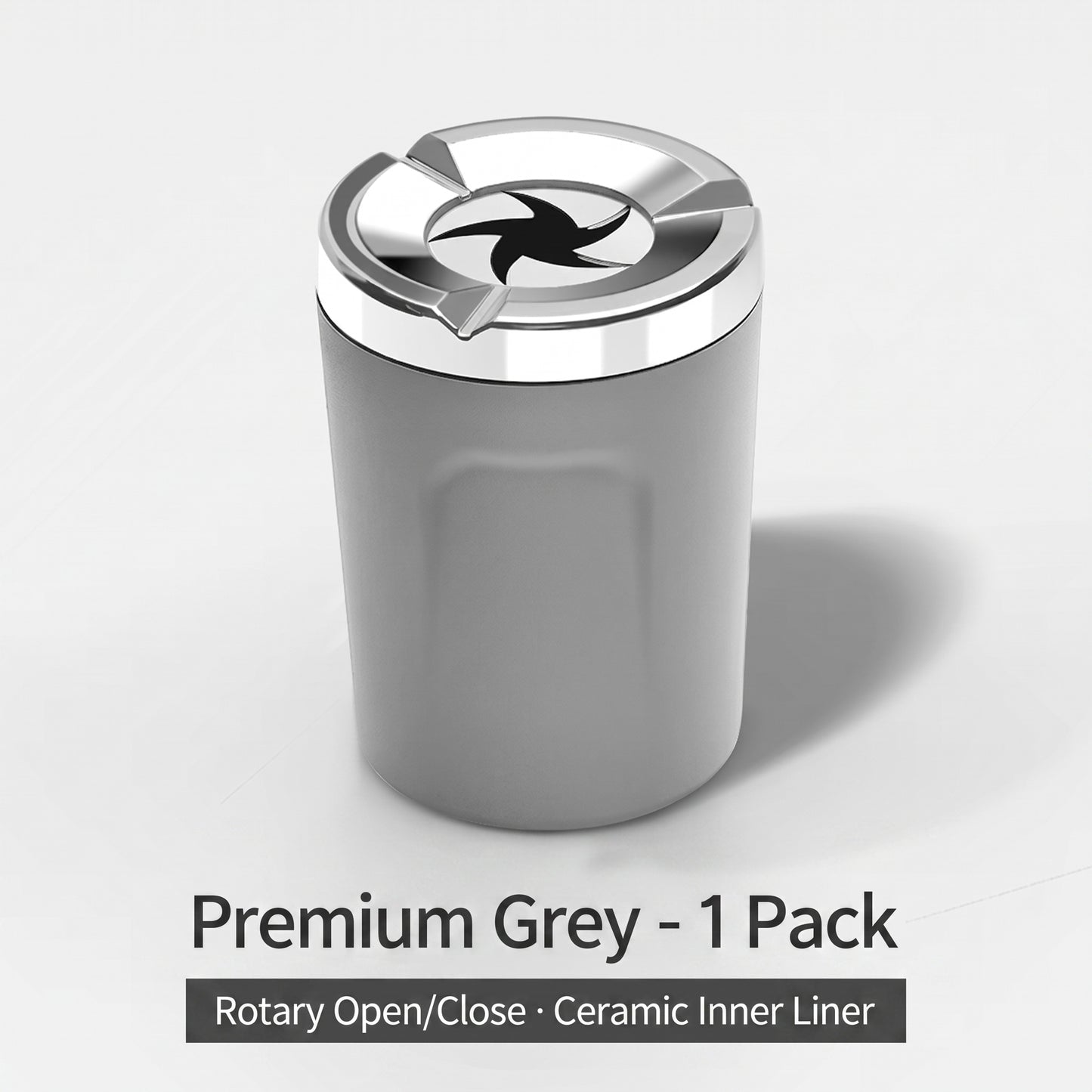 Car Ashtray with Rotating Lid and Ceramic Liner