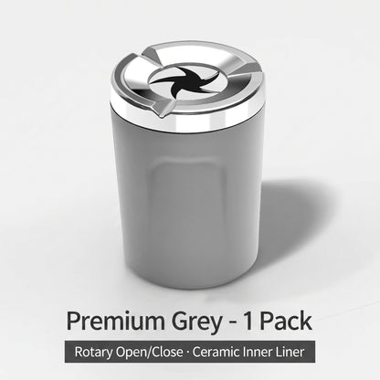Car Ashtray with Rotating Lid and Ceramic Liner