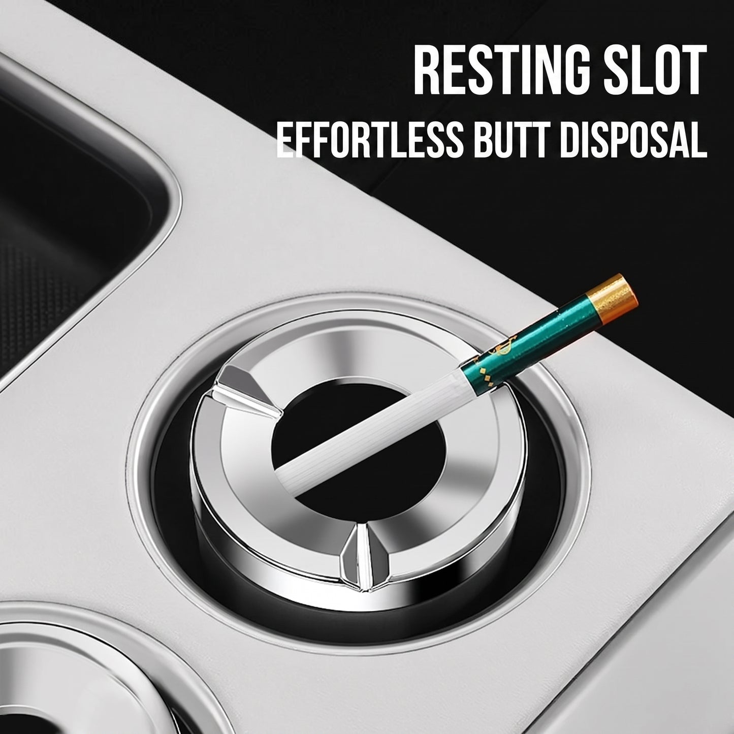Car Ashtray with Rotating Lid and Ceramic Liner