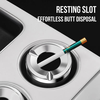 Car Ashtray with Rotating Lid and Ceramic Liner