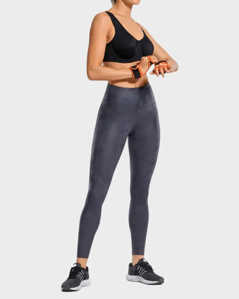Side profile of Formiva max control sports bra showing full coverage and bounce-free support for high-intensity training.