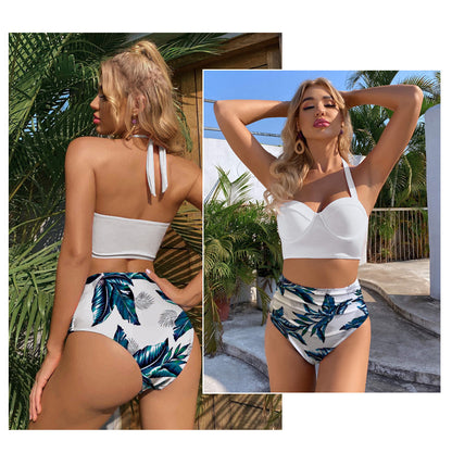 Formiva® Women's High Waist Bikini Swimsuit Floral Print Tie Two Piece Bathing Suit