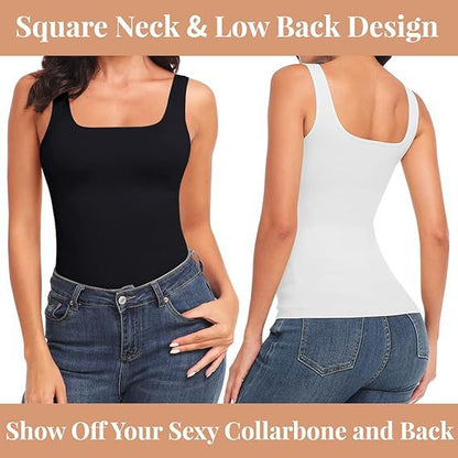 Formiva® Women's Tummy Control Shapewear Tank Tops Seamless Square Neck Compression Tops Slimming Body Shaper Camisole