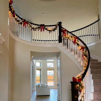 Premium Pre-Lit Christmas Garland & Wreath | 6ft & 9ft Lush Holiday Decor with LED Lights for Stairs, Mantels & Doors
