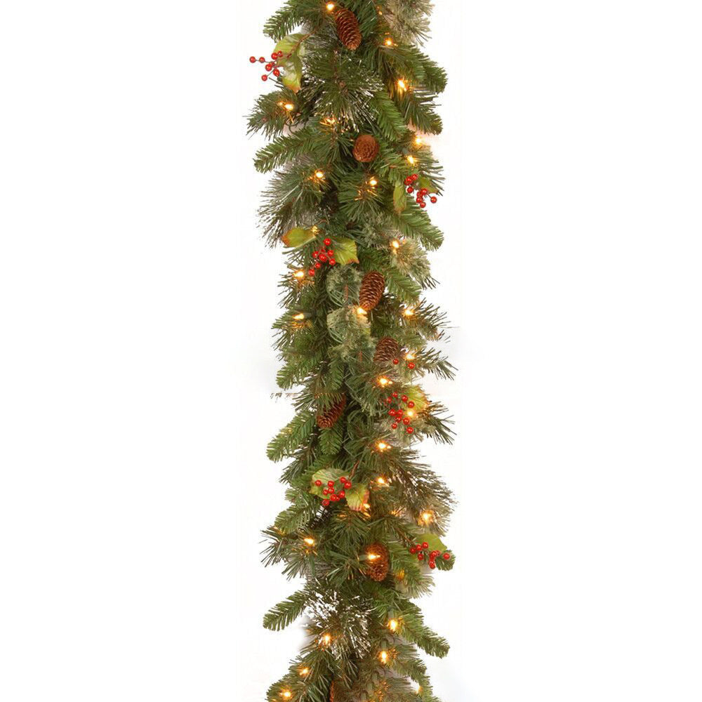Premium Pre-Lit Christmas Garland & Wreath | 6ft & 9ft Lush Holiday Decor with LED Lights for Stairs, Mantels & Doors