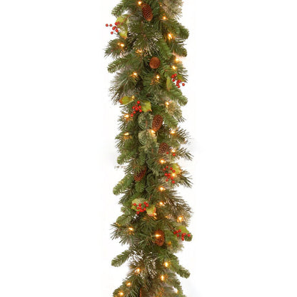 Premium Pre-Lit Christmas Garland & Wreath | 6ft & 9ft Lush Holiday Decor with LED Lights for Stairs, Mantels & Doors
