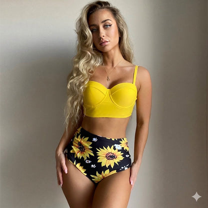 Formiva® Women's High Waist Bikini Swimsuit Floral Print Tie Two Piece Bathing Suit