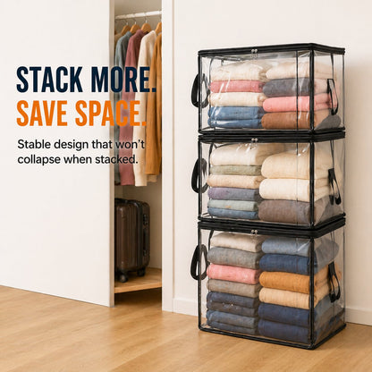 Formiva® Large Clear Storage Boxwith Hinged Lid - Heavy-Duty High Capacity Organizer