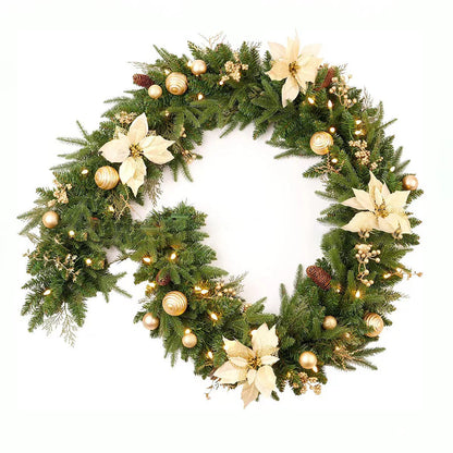 Premium Pre-Lit Christmas Garland & Wreath | 6ft & 9ft Lush Holiday Decor with LED Lights for Stairs, Mantels & Doors