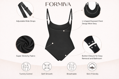 Formiva® Open Bust Shapewear Tummy Control Bodysuits for Women Seamless Compression High Waisted Body Shaper