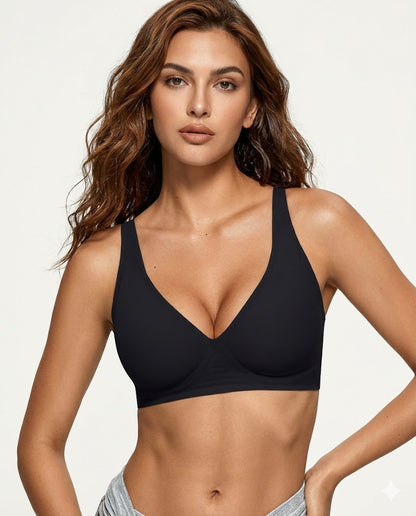 Formiva® Womens Deep V Bras Wireless Comfortable Bra Supportive No Underwire Bras Tshirt Push Up Bralettes Plunge Seamless Bra