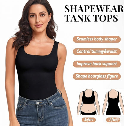 Formiva® Women's Tummy Control Shapewear Tank Tops Seamless Square Neck Compression Tops Slimming Body Shaper Camisole