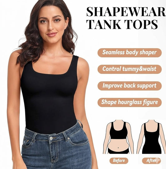 Formiva® Women's Tummy Control Shapewear Tank Tops Seamless Square Neck Compression Tops Slimming Body Shaper Camisole